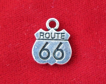 5pc "Route 66" charms in silver style (BC801)