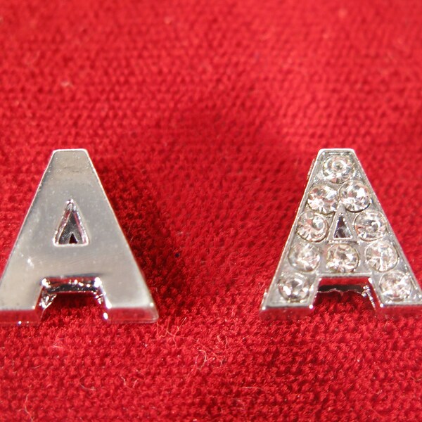 BULK! 30pc "letter A" 8mm slide charms in antique style silver (BC1614-A)