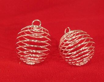 5pc "spiral cage" charms in antique silver style (BC576)