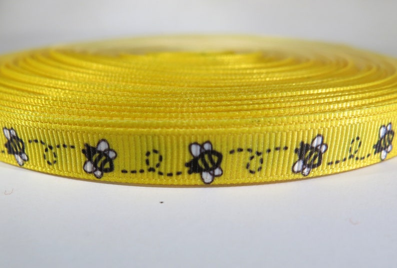 5 yards of 3/8 inch bees grosgrain ribbon image 1
