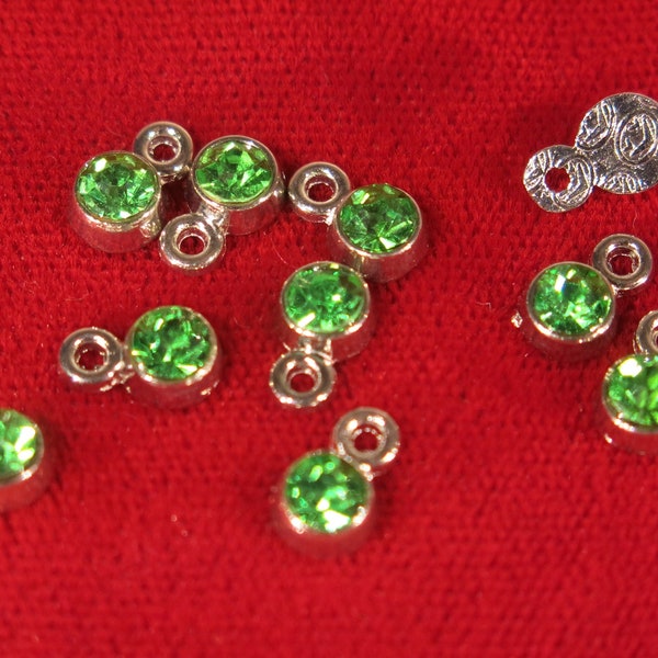 BULK! 50pc 5mm "green Peridot" color charms in antique silver style (BC1108B)