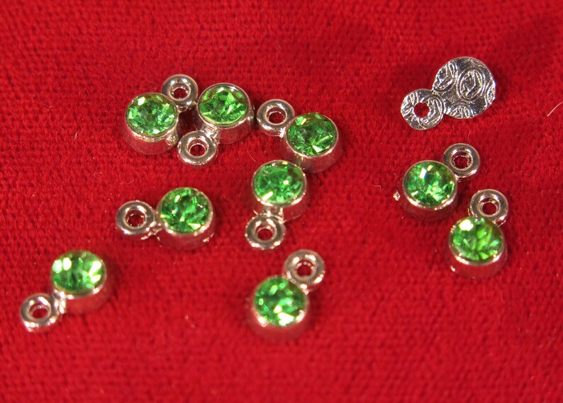 BULK 50pc 5mm green Peridot color charms in antique silver style BC1108B image 1
