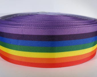 5 yards of 1.5 inch "rainbow" grosgrain ribbon