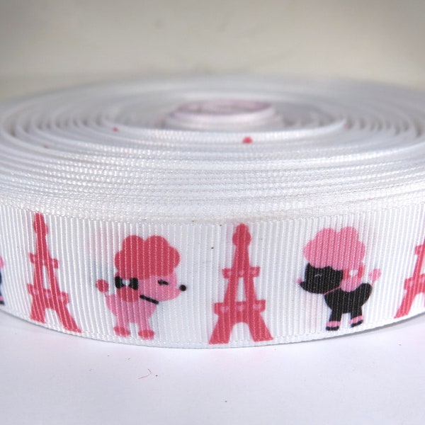 5 yards of 7/8 inch "Paris" grosgrain ribbon