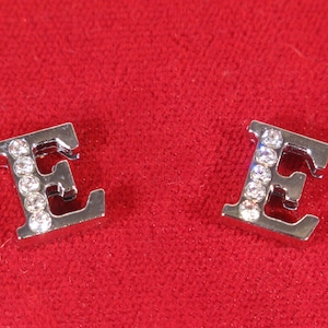 10pc &quot;letter E&quot; 8mm slide charms in antique style silver (BC1375-E)