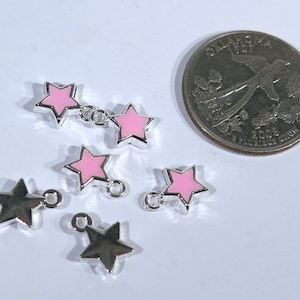 BULK! 50pc &quot;pink star&quot; charms in antique silver (BC1599)