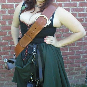 Pirate Baldric Sword Belt 3”Inch Leather Medieval  Right or Left Handed Waist Hanger Frog LARP