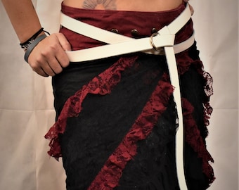 White Leather Ring Belts SCA Knights Belt LARP Renaissance Pirate Celtic