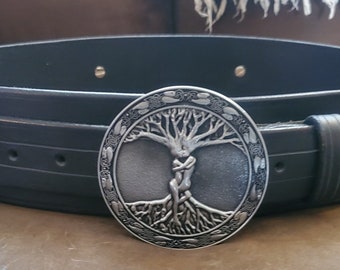 Leather Kilt Belt: 2.5 inch with Celtic Tree Buckle