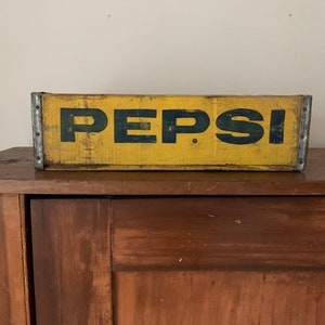 Antike Pepsi Kiste, Holz Pepsi Kiste, Vintage Pepsi Kiste, Gelbe Holz Pepsi Kiste, Soda Kiste, Primitive Holz Kiste, Couchtisch Tablett