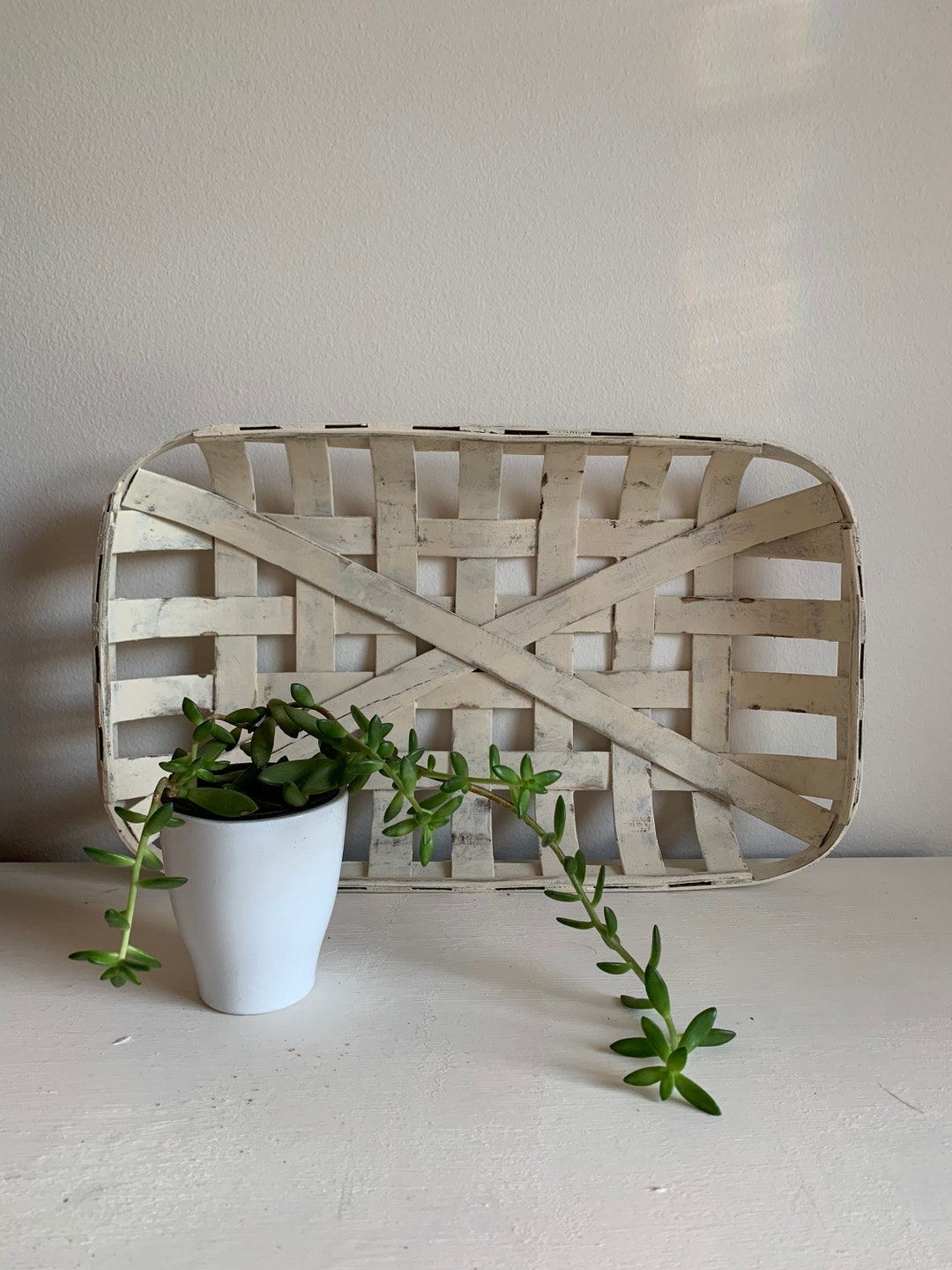 White Tobacco Basket Etsy