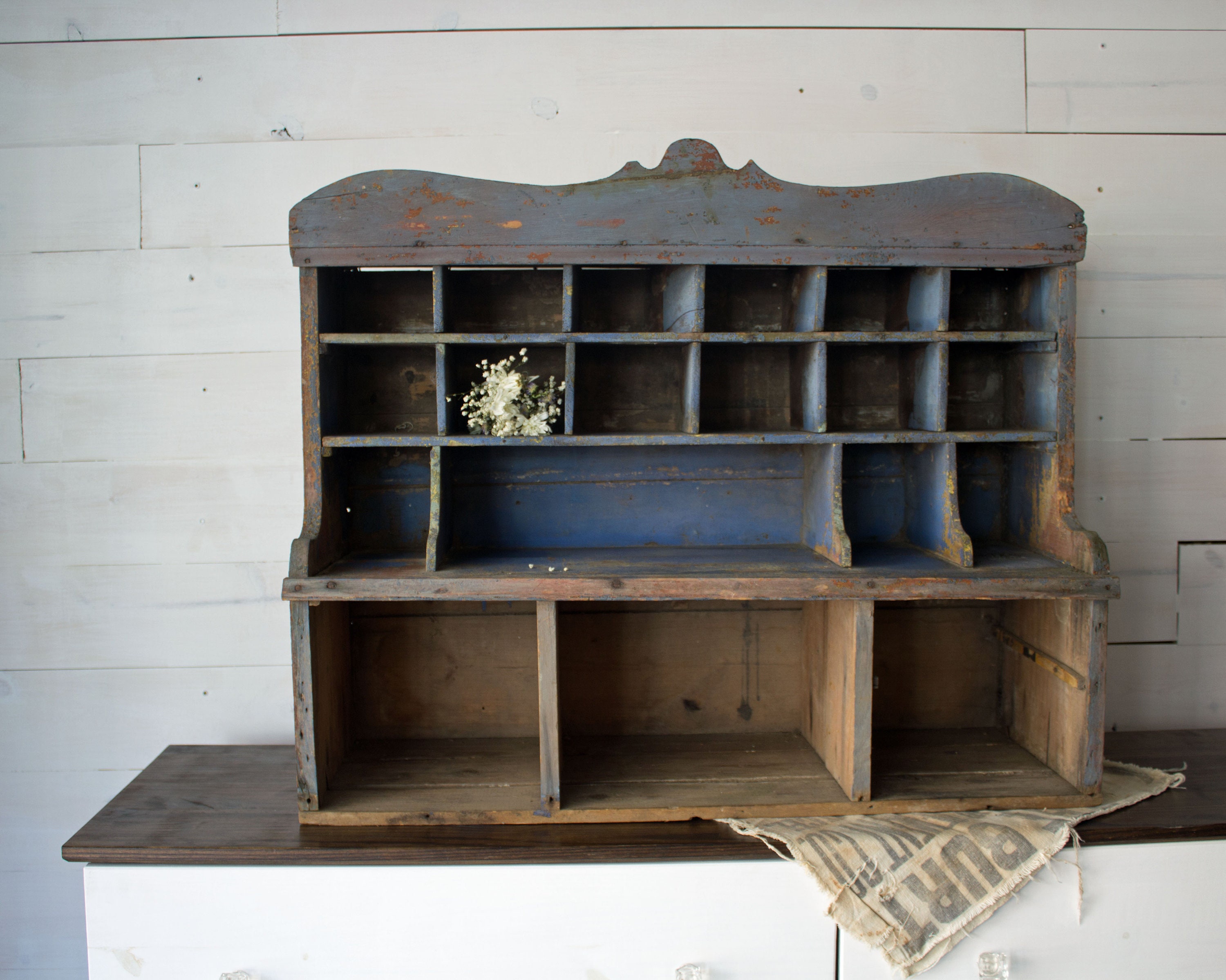 Reserved For Karen On Layawayprimitive Blue Mail Cubby Etsy