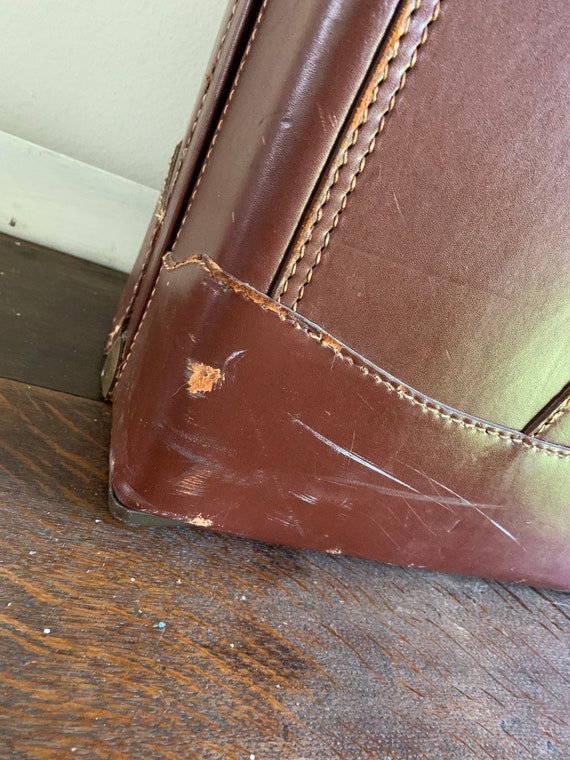 Brown Suitcase, Leather Suitcase, Antique Leather… - image 8