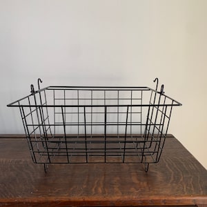Basket, Black Wire Basket, Vintage Metal Basket, Metal Shopping Basket