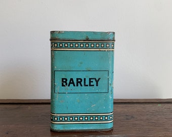 Antique Barley Tin, Vintage Blue Tin