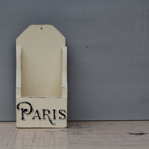 Paris Mail Holder / Wall Mail Holder / Farmhouse Kitchen Mail Organizer / Shabby Chic French Paris Mail Holder / Small Mail Rack / Farmhouse