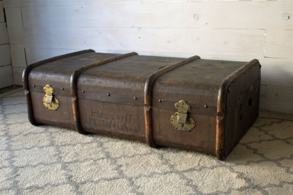 Steamer Trunk Antique Bentwood Steamer Trunk Rare Wood Etsy