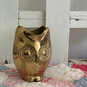 Vintage Brass Owl Vase, Vintage Owl Decor, Owl Vase, Brass Bird Vase, Vintage Brass Bird Decor