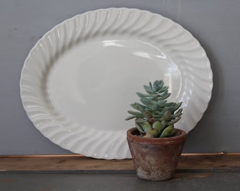 Ironstone Platter / Large Johnson Brothers Ironstone Platter / Large Oval Swirled 1980 Ironstone Platter / Farmhouse Ironstone Platter