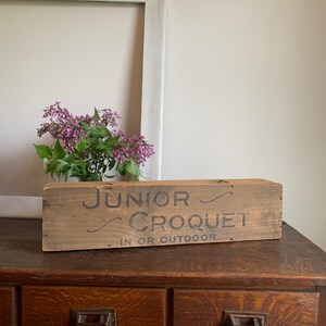 Junior Croquet Storage Box, Antique Box, Vintage Wooden Hinged Box