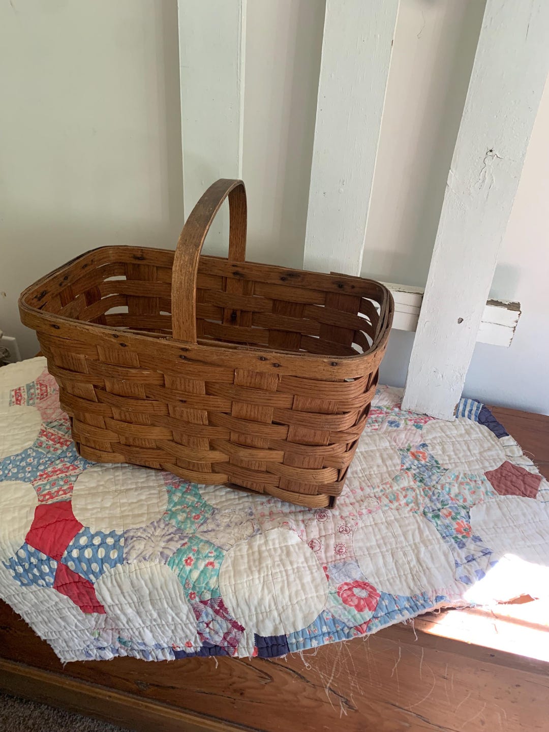 Antique Split Oak Bentwood Basket, Large Gathering Basket - Etsy