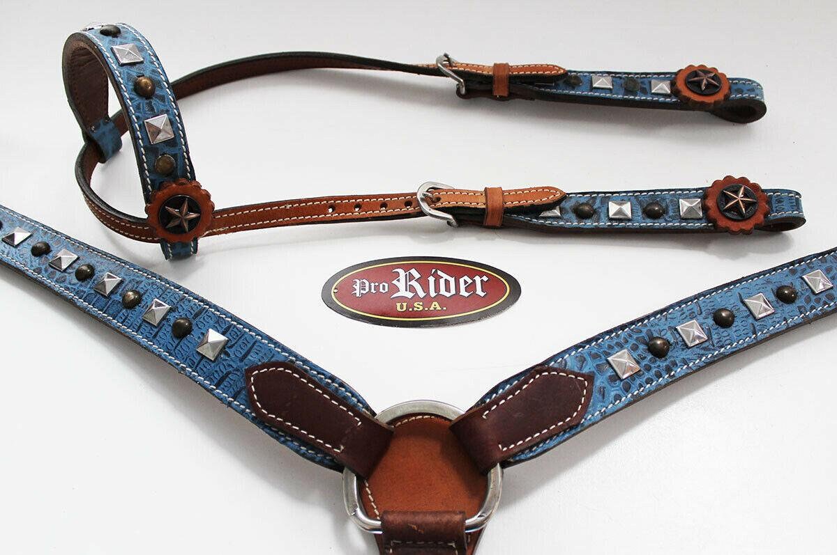 Horse Show Tack Horse Bridle Western Leather Headstall Breast Collar 8210A 