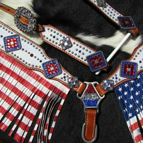 Western Saddle Horse Bling Breast Collar Tack Set Rainbow Glitter