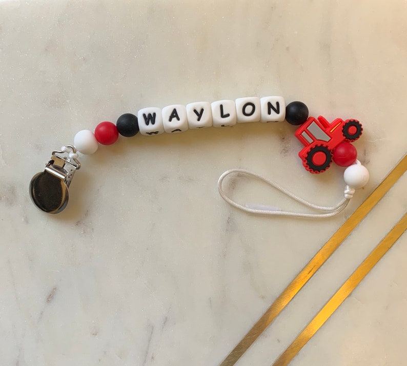 Personalized Pacifier Clip Red International Harvester Tractor f Personalized Pacifier Clip Red International Harvester Tractor f