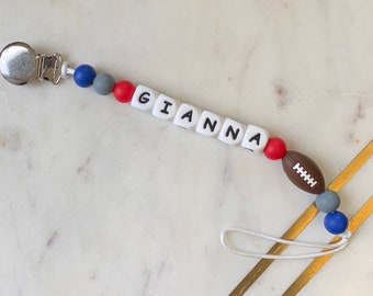 ⚽ PERSONALISED Max 12 Letters ⚽ DUMMY CLIP CHAIN STRAP ⚽ FOOTBALL ⚽ 14 Colours ⚽ 