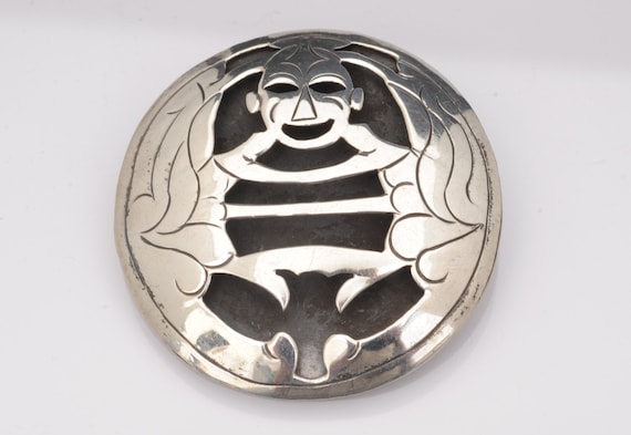 Unusual Sterling Silver Pin/Pendant from Mexico S… - image 1
