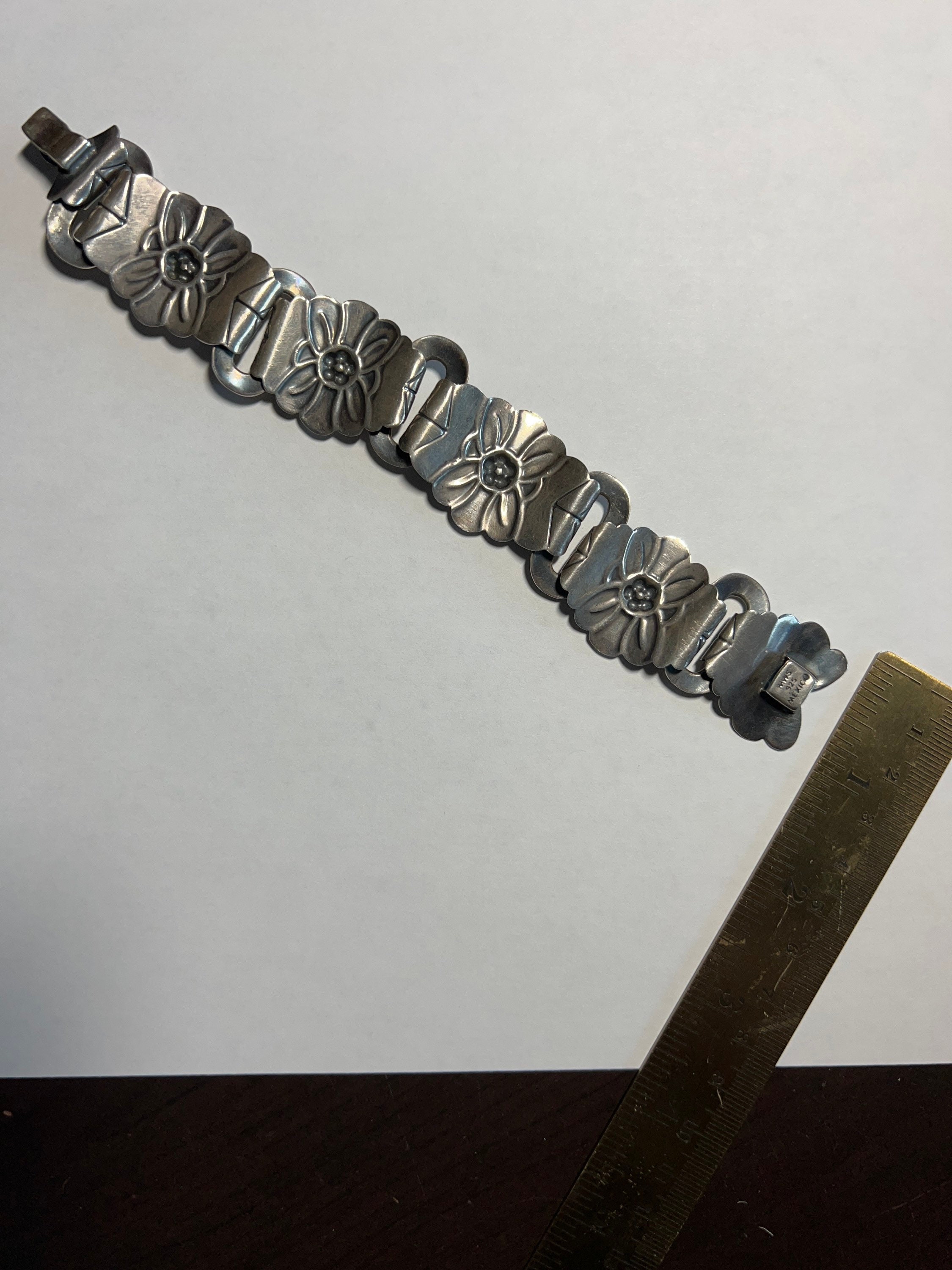 Vintage Mexican Sterling Silver Handmade Link Bracelet