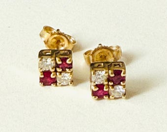 14k Ruby and Diamond Earrings