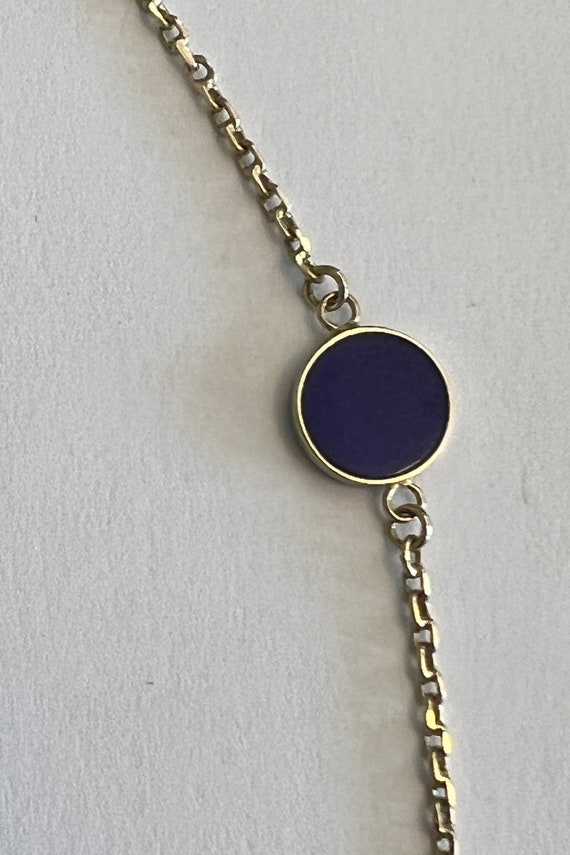 14k Yellow Gold Station Necklace with 10 Lapis Di… - image 8