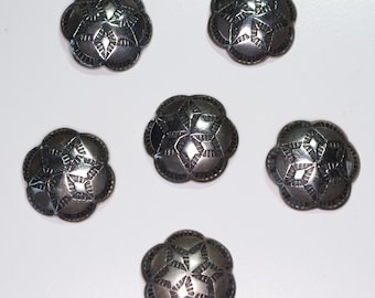 Set of Six 28mm Sterling Silver Handmade Buttons