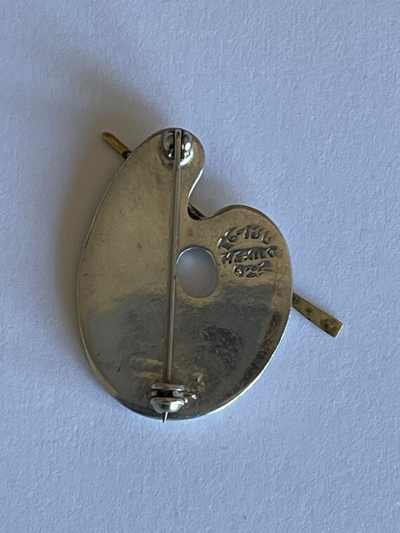 Vintage Sterling Silver Artists Pallet Pin - image 4