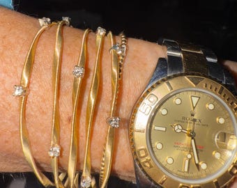 18k Yellow Gold Marco Bicego “Marrakech” 5 Strand Bracelet with 9 Diamonds .45 TCW
