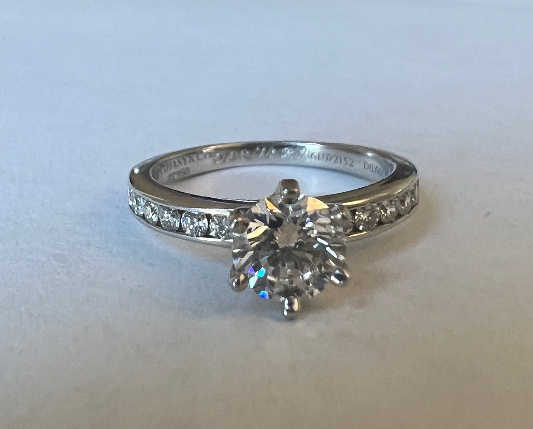 Platinum Tiffany Channel Set Solitaire Engagement Ring Etsy