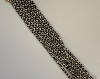 David Yurman 925 Sterling Silver Crossover Multi Row Box Chain 7” Bracelet