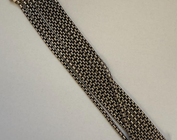 David Yurman 925 Sterling Silver Crossover Multi Row Box Chain 7” Bracelet
