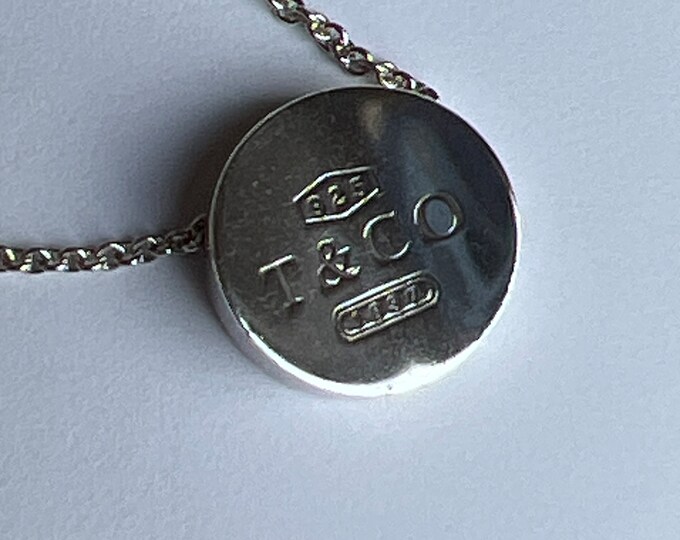 2005 Tiffany & Co 1837 Round Slide Pendant with 16 inch Cable Chain 925 Silver