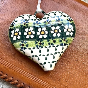 Vintage Wiza Polish Ceramic Hanging Puffy Heart