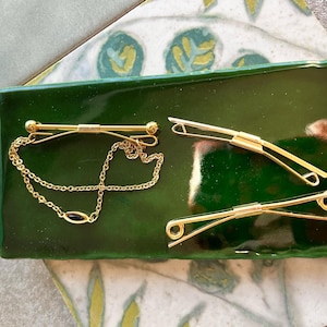 Vintage Men&#39;s  3  Gold Tone Tie Bar/Clips