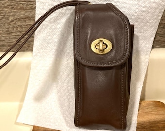 Vintage Coach Dark Brown Leather Cell Phone Holder/Case