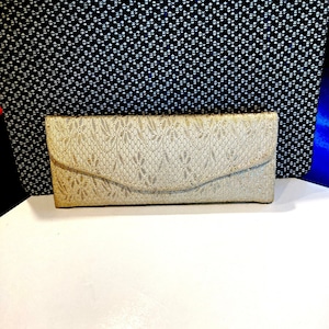 Vintage Revlon Manicure Set/Kit In Off-White And Gold Brocade