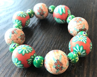 Vintage hecho a mano Fimo Clay Polymer Pulsera