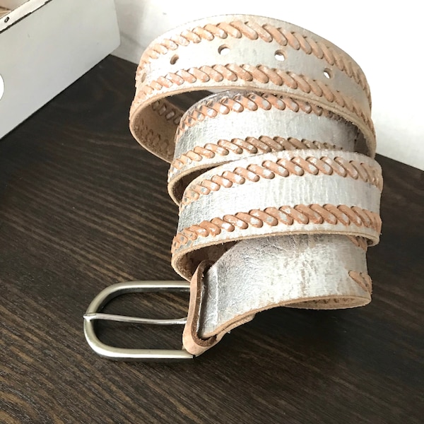 Vintage Women's Pyrite Metallic Soft Leather Belt