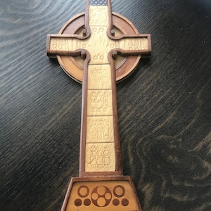 Vintage Hand Carved Wood Celtic Wall Cross