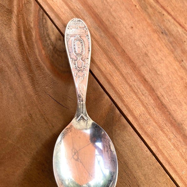 Vintage Wm Rogers Small Silver Plated Record Of Birth Memory Spoon