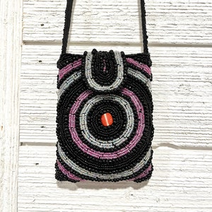 Vintage Small Fully Black Beaded Handbag