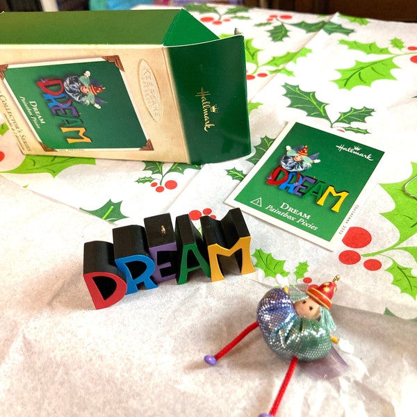 Vintage Hallmark Keepsake Miniature Collectors Series Dream Paint Pixies Christmas Ornament In Original Box With Price Tab